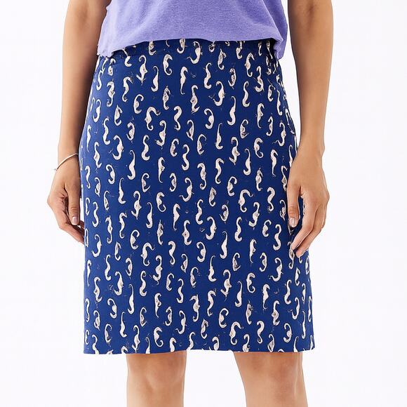 J Jill Skirt Womens S Blue Seahorse Print A Line Pull On Stretch - Picture 7 of 7